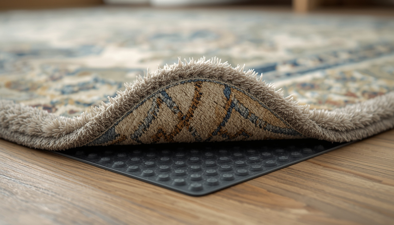 Противоскользящая основа ковра в детской комнате на деревянном полу