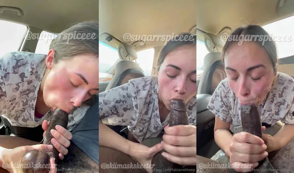 SugarrSpiceee Sucks A BBC In The Car