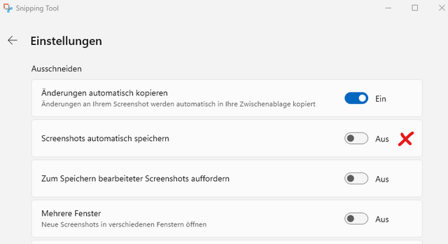 Recall für Arme im Snipping-Tool
