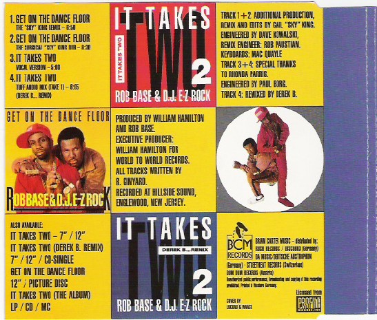23/02/2023 - Rob Base & DJ E-Z Rock ‎– Get On The Dancefloor It Takes Two (CDM)(BCM Records ‎– BCM 20178) 1988 Back