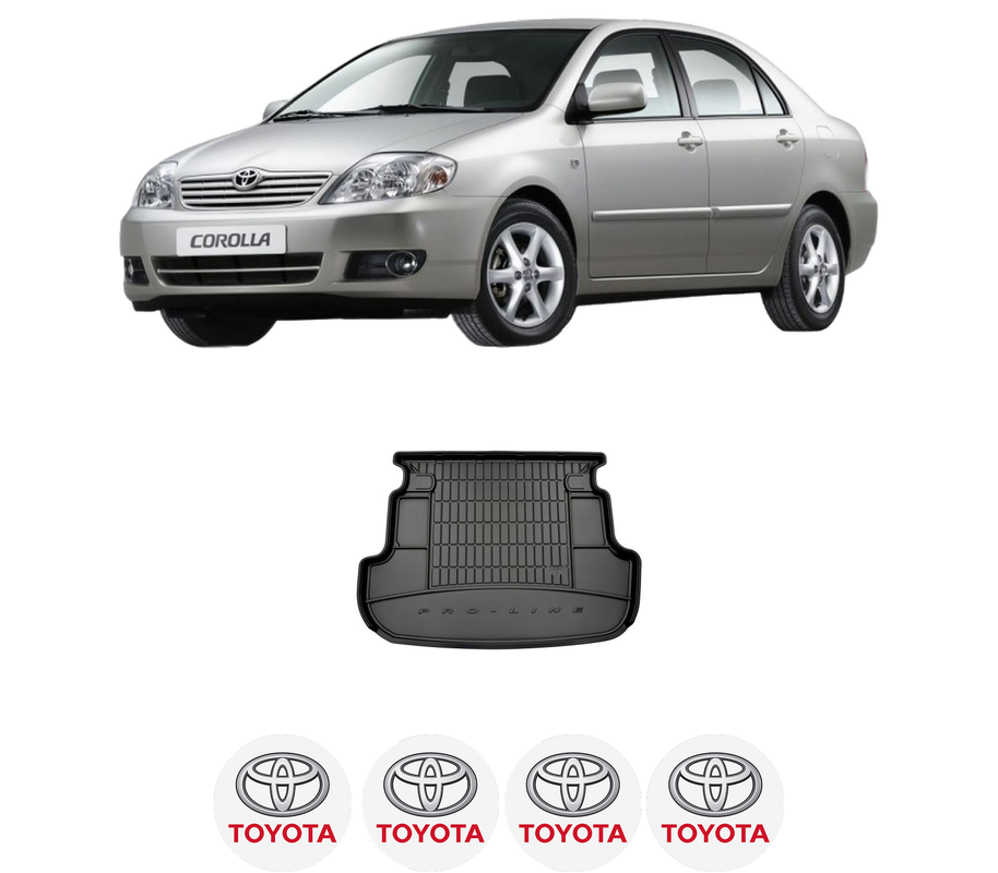 Tavita Portbagaj TOYOTA COROLLA Saloon (_E12_) din 2001-2008, Protectie Portbagaj Auto, 4x Stickere auto cu TOYOTA