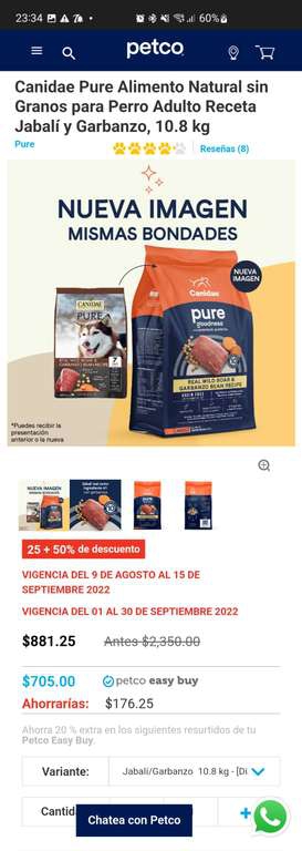 Petco: Canidae Pure Alimento Natural sin Granos para Perro Adulto 10.8 Kg | Croquetas para perro de alta calidad a un super precio 
