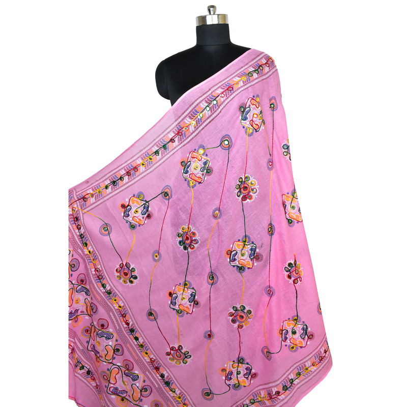 Women's Cotton Dupatta Wrap Stole Mirror Work Embroidery Ethinic Scarves Chunni - Picture 56 of 103
