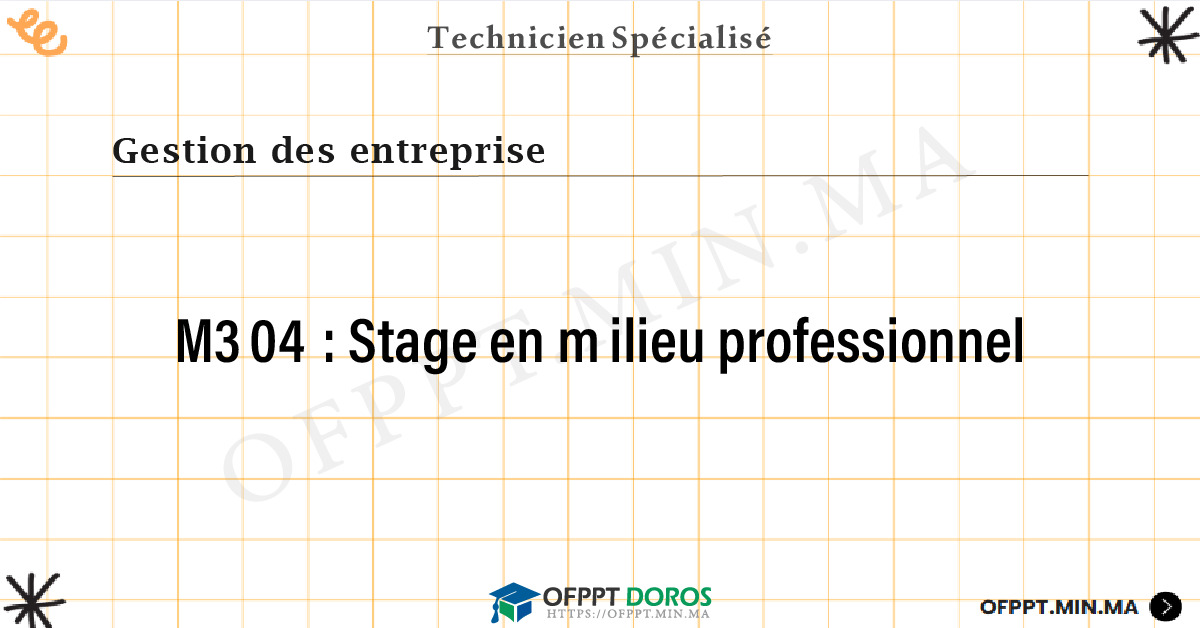 Sommaire détaillé du cours Stage en milieu professionnel M304 OFPPT - Structure du module