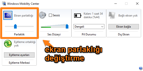 windows 10 ekran parlaklığı