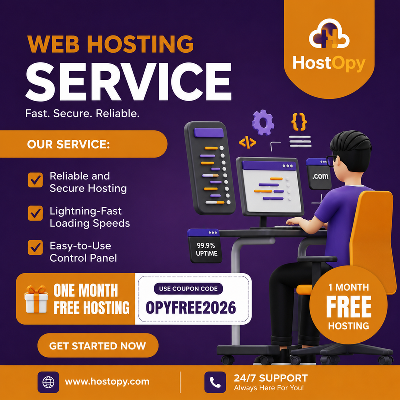 Best Web Hosting Service 2026 – HostOpy | 1 Month FREE