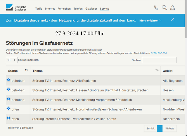 Störung Deutsche Glasfaser Störung Deutsche Glasfaser