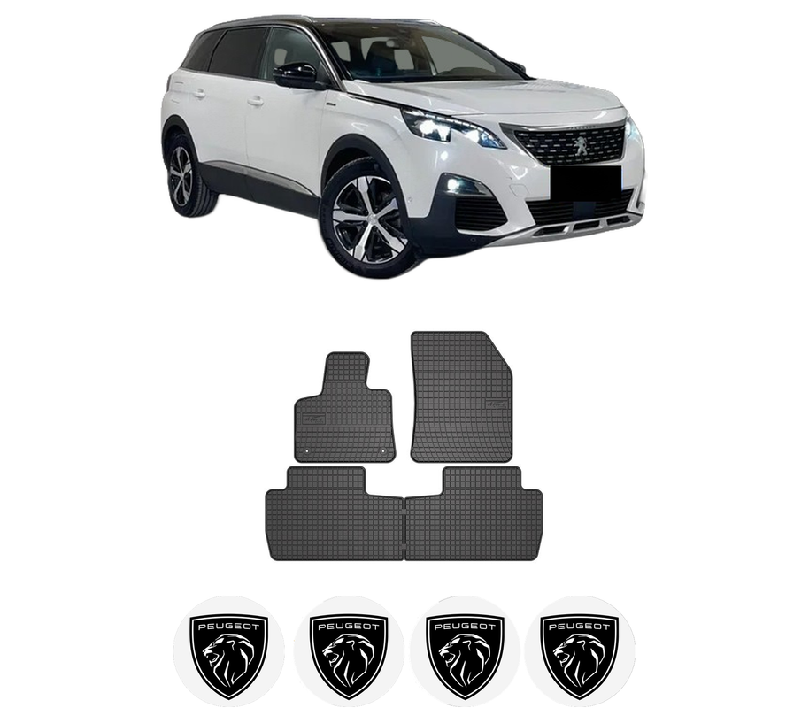 Set covorase presuri PEUGEOT 5008 II Van (MC_, MJ_) din 2018, auto, din cauciuc thermoplastic, 4 Stickere auto cu PEUGEOT