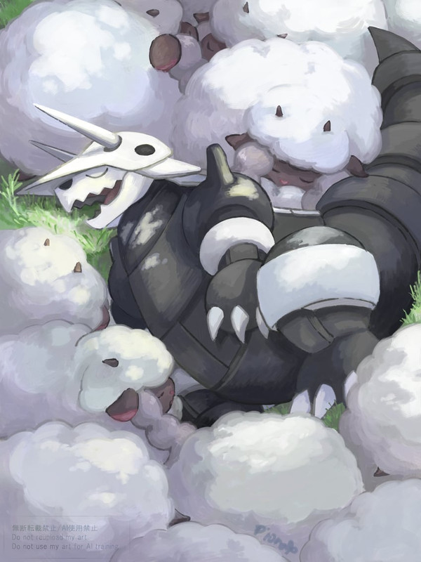 wooloo-and-aggron-pokemon-drawn-by-p-ora