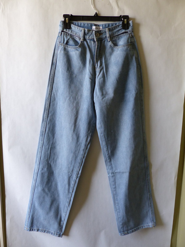 XUANYING DESIGN VOGUE WOMENS HIGH WAISTED HEART POCKET STRAIGHT LEG JEANS SIZE M