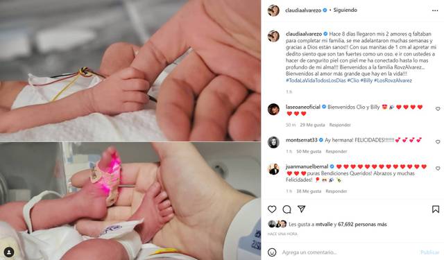 Claudia Álvarez anuncia el nacimiento adelantado de sus gemelos