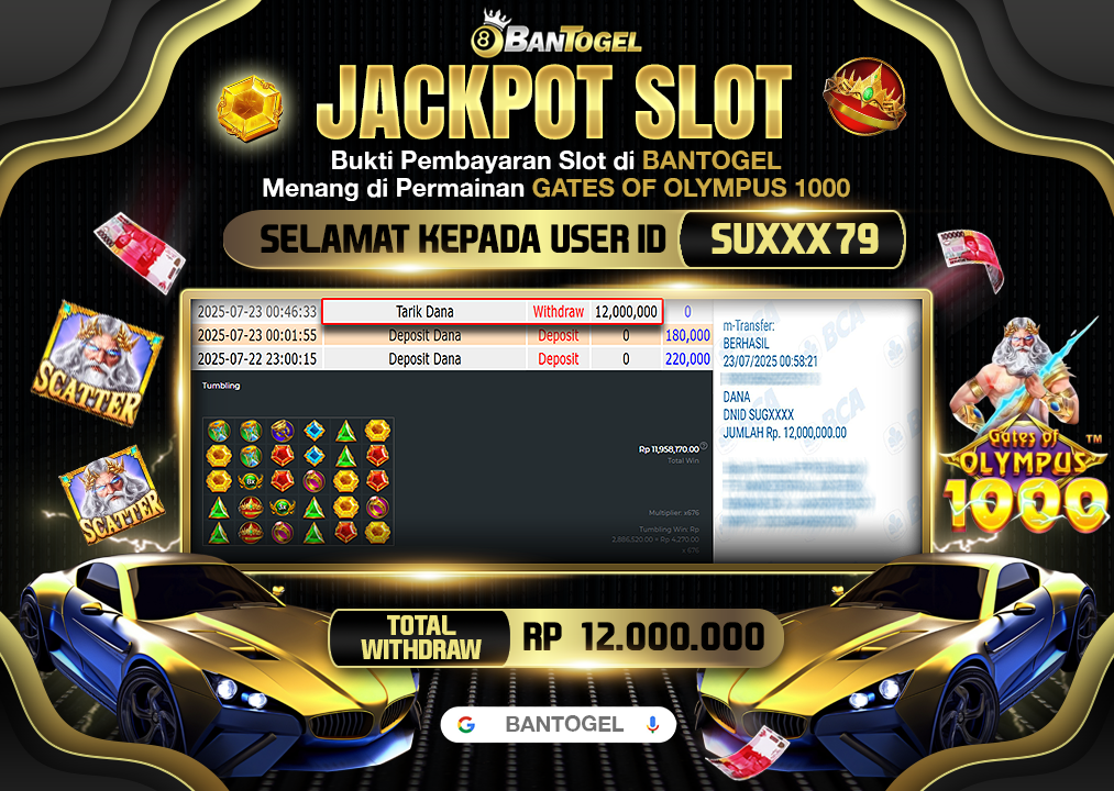 BUKTI JACKPOT LUNAS BANTOGEL