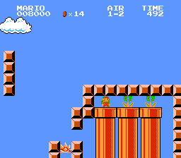 Warping down the first vertical pipe in Air 1-2's first room.