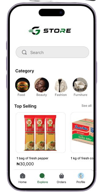 Grinix Store shopping screen