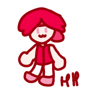 Masaru, but draw using a pink and red color palette