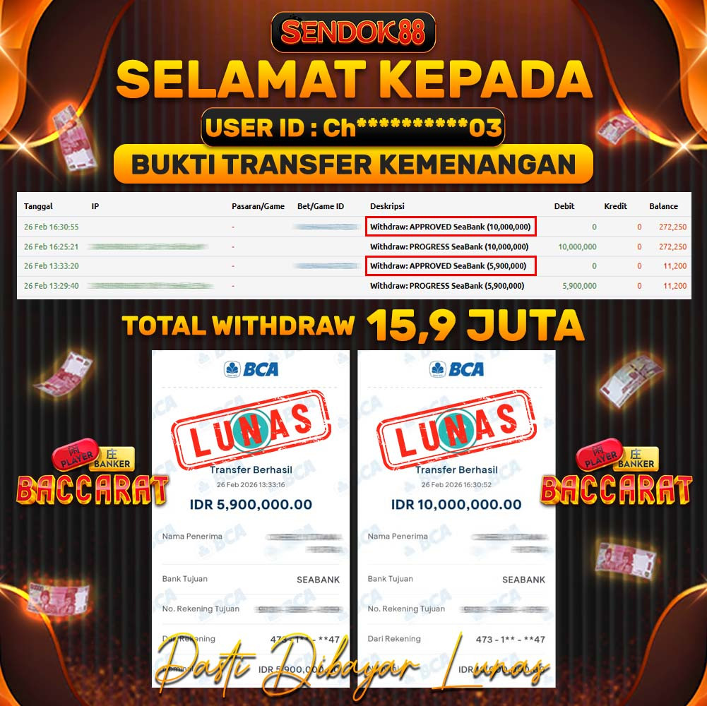 SENDOK88 JEPE! LIVE GAMES BACCARAT Rp 15.900.000,- LUNAS!