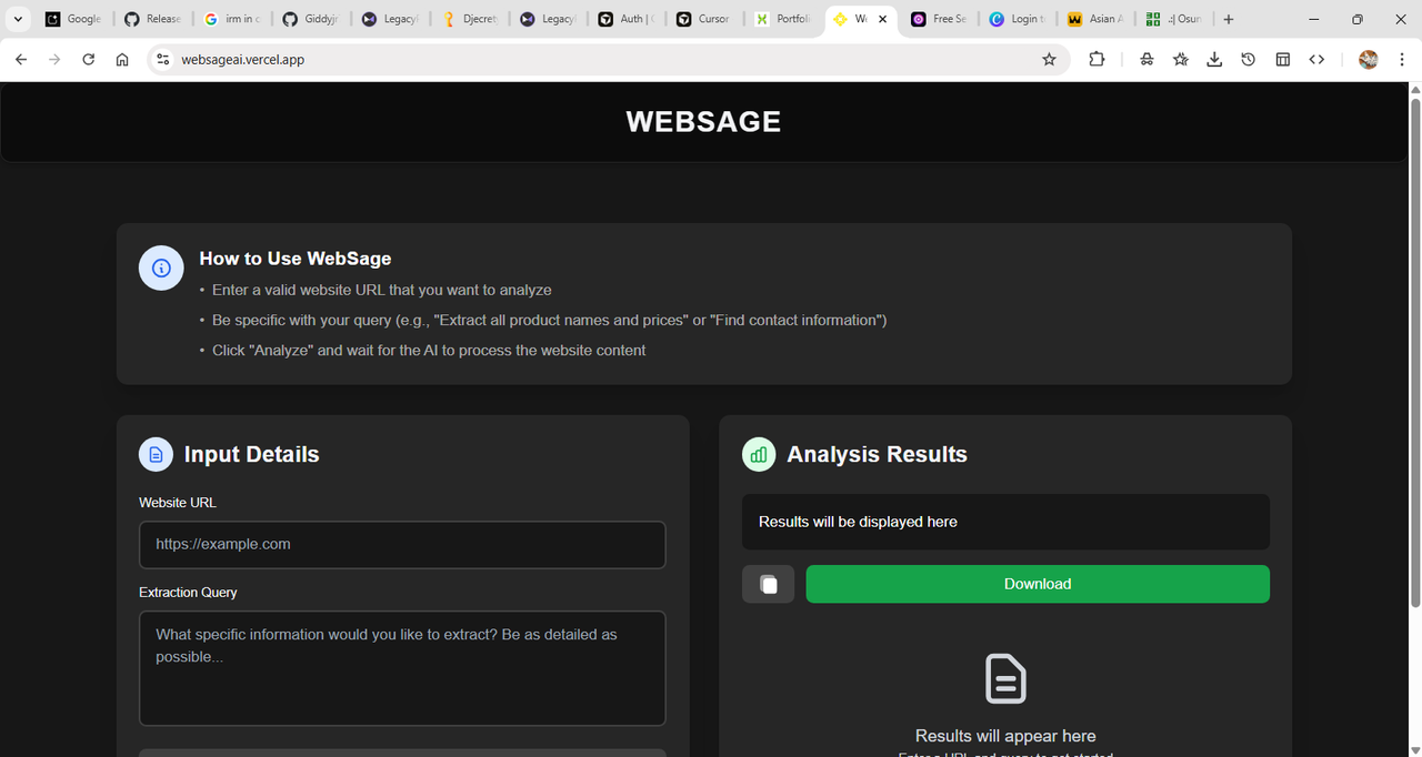 WebSage: AI-Powered Web Content Scraper and Analyzer Main Image