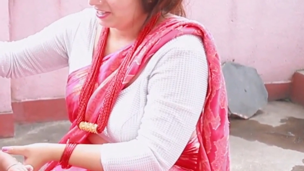 Nepali busty lady huge boobs in red and white saree.mp4_snapshot_00.00.496
