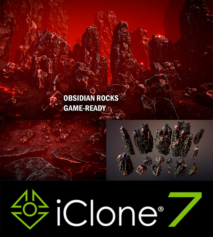 iClone Pack: Obsidian Rocks