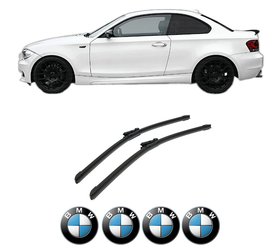Set stergatoare auto BMW Seria 1 Coupe (E82) din 2007-2013, pentru parbriz auto, 2 bucati, Bosch Aerotwin, din cauciuc siliconat rezistent, 4 Stickere Auto BMW Seria