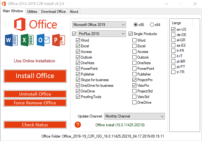 Microsoft Office Professional Plus Version 1903 (Build 11425.20218) (x86/x64) 2019
