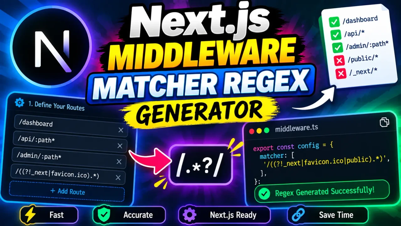 Next.js Middleware Matcher Regex Generator