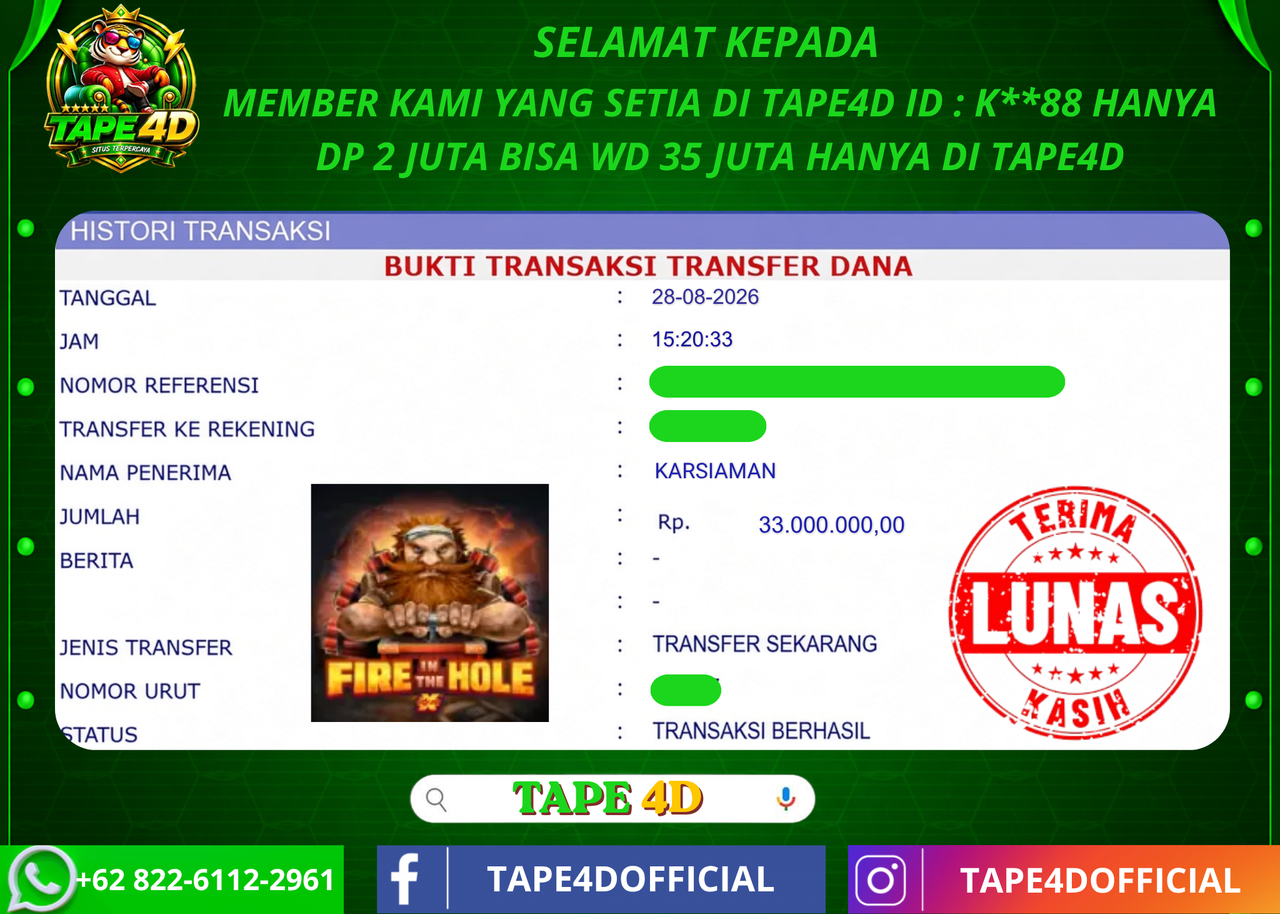 TAPE4D FIRE HOLE PRAGMATIC PLAY 33.000.000-LUNAS