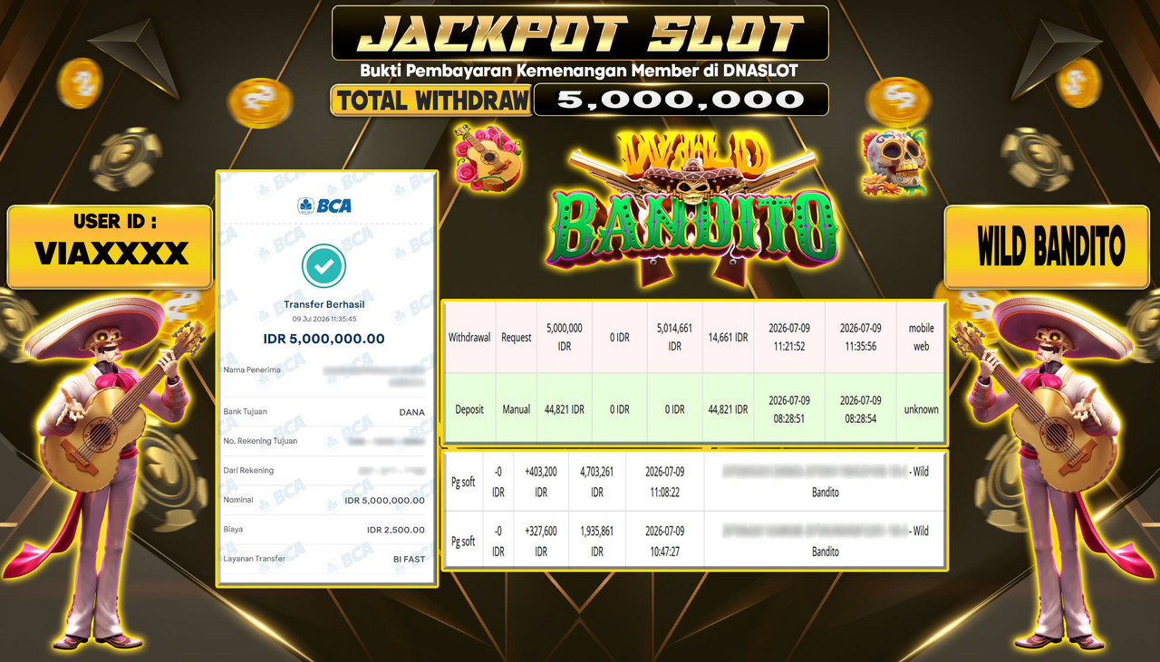 JACKPOT SLOT WILD BANDITO  09 JULY 2026