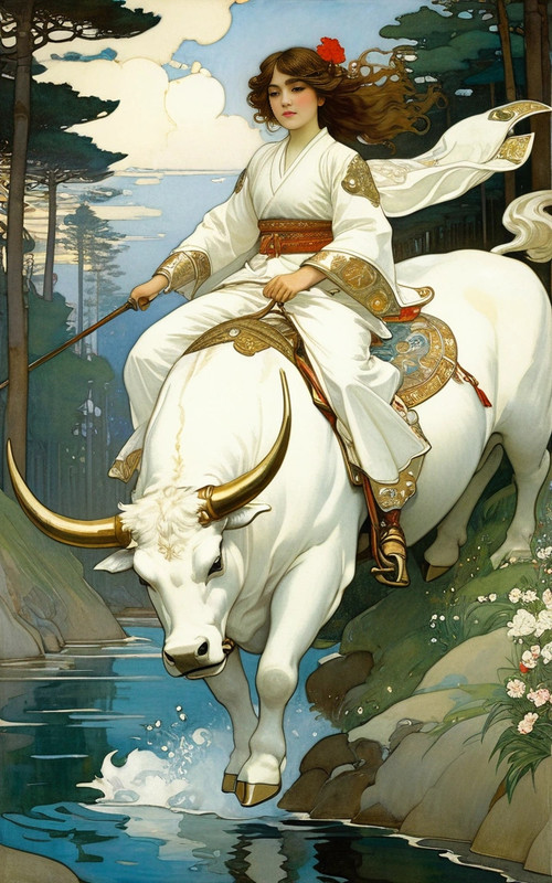 tori_gates_japan_girl_riding_white_bull__by_vasnetsov__greg_rutkowski__art_nouveau__pre_raphaelite (