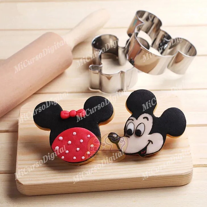 Mickey Mouse Cortador galleta decora fondant pastel porcelana fría 2PZ