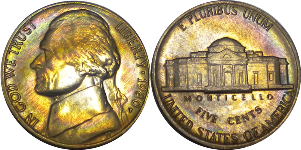 1980 P MS 65 NEON RAINBOW ALBUM TONED 5C