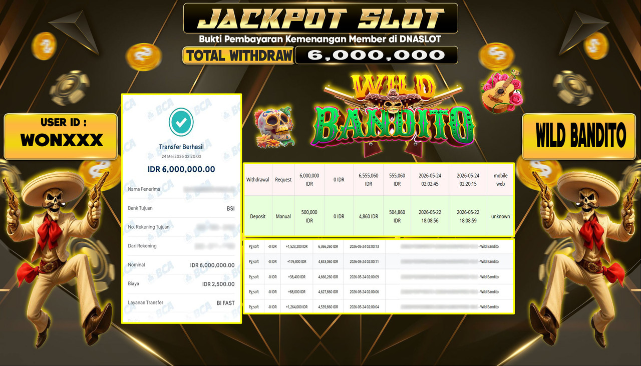 JACKPOT SLOT WILD BANDITO 23 MEI 2026