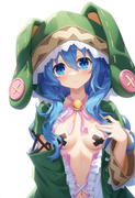 1girl, yoshino (date a live), blue hair, blue eye, Green Coat, animal hood down, s-495742948