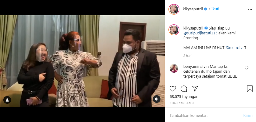 Susi Pudjiastuti memprotes Rigen dan Kiky Saputri