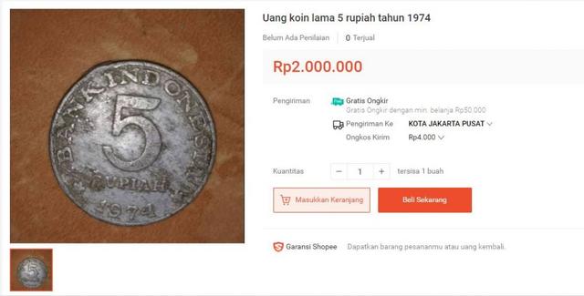 Uang <a href='https://kaltim.tribunnews.com/tag/koin' title='koin'>koin</a> nominal Rp 5