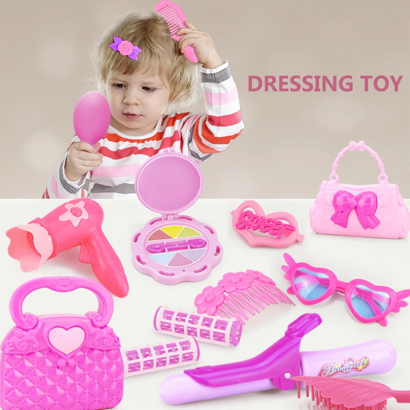 Girls Pink DRESSING COSMETIC Princess Pretend Beauty Make Up Kids Toy ...