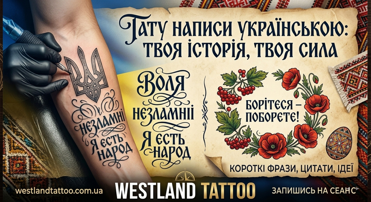 Тату написи українською — ідеї, короткі фрази та цитати