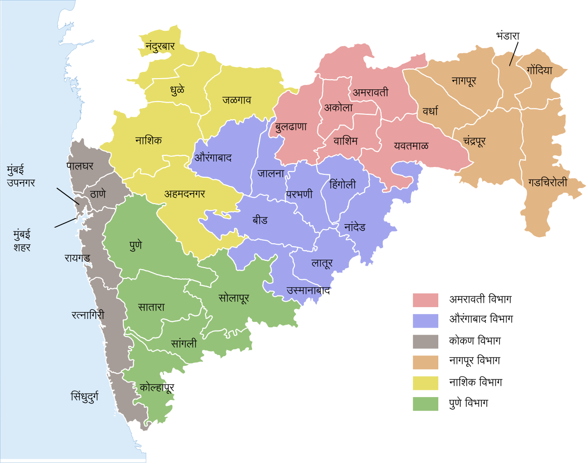 Maharashtra District Map with Borders