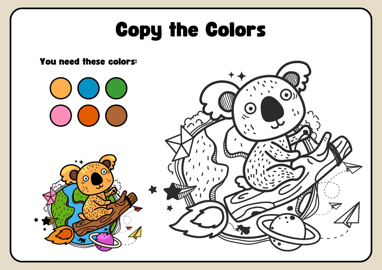 Colorful Drawing Art Class Coloring Animals Worksheet