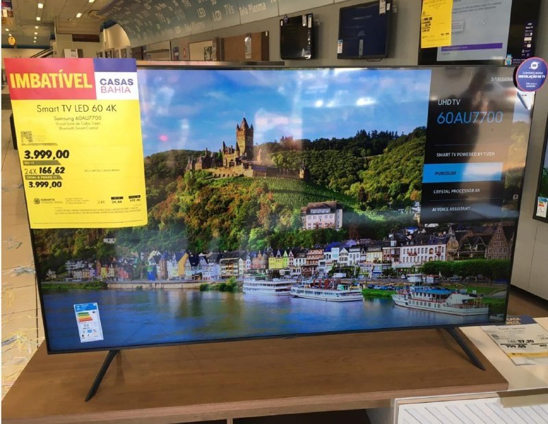 Smart TV LED 60″ Samsung 60AU7700 UHD 4K, Bluetooth, Processador Crystal 4K, Visual Livre de Cabos, Alexa built in, Controle Único Smart TV LED 60″ Samsung 60AU7700 UHD 4K, Bluetooth, Processador Crystal 4K, Visual Livre de Cabos, Alexa built in, Controle Único