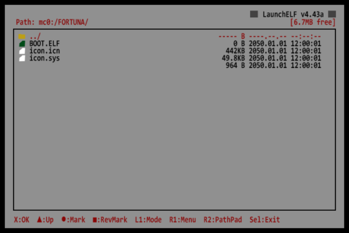 PS2 - FORTUNA Homebrew Launcher by VTSTech (BOOT.ELF replacement)