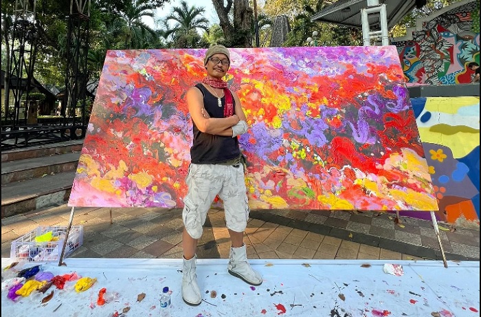 Performance Art by Amor Pandawa Lima dalam acara Retrospeksi KM60 di Pasar Seni Ancol yang berlangsung 17 Juli- - 1 Agustus 2022.