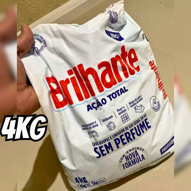 Detergente em Pó Brilhante Sem Perfume 4kg