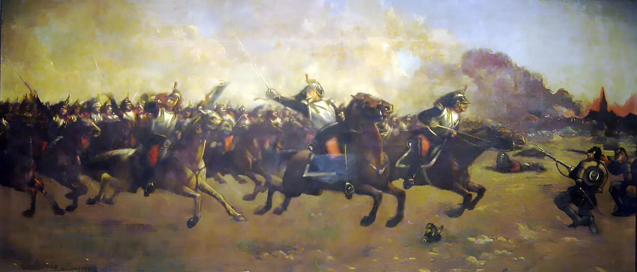 Franco prusiana Froeschwiller Woerth (Reischoffen) tableau de Théodore Levigne La Charge des cuira