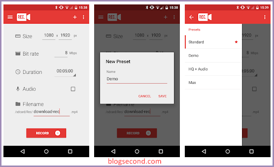 Gambaran dari Aplikasi Rec Screen Recorder di Android
