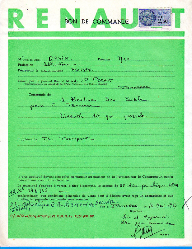 1961-05-12 - R3 Ravin (1) Bon de Commande