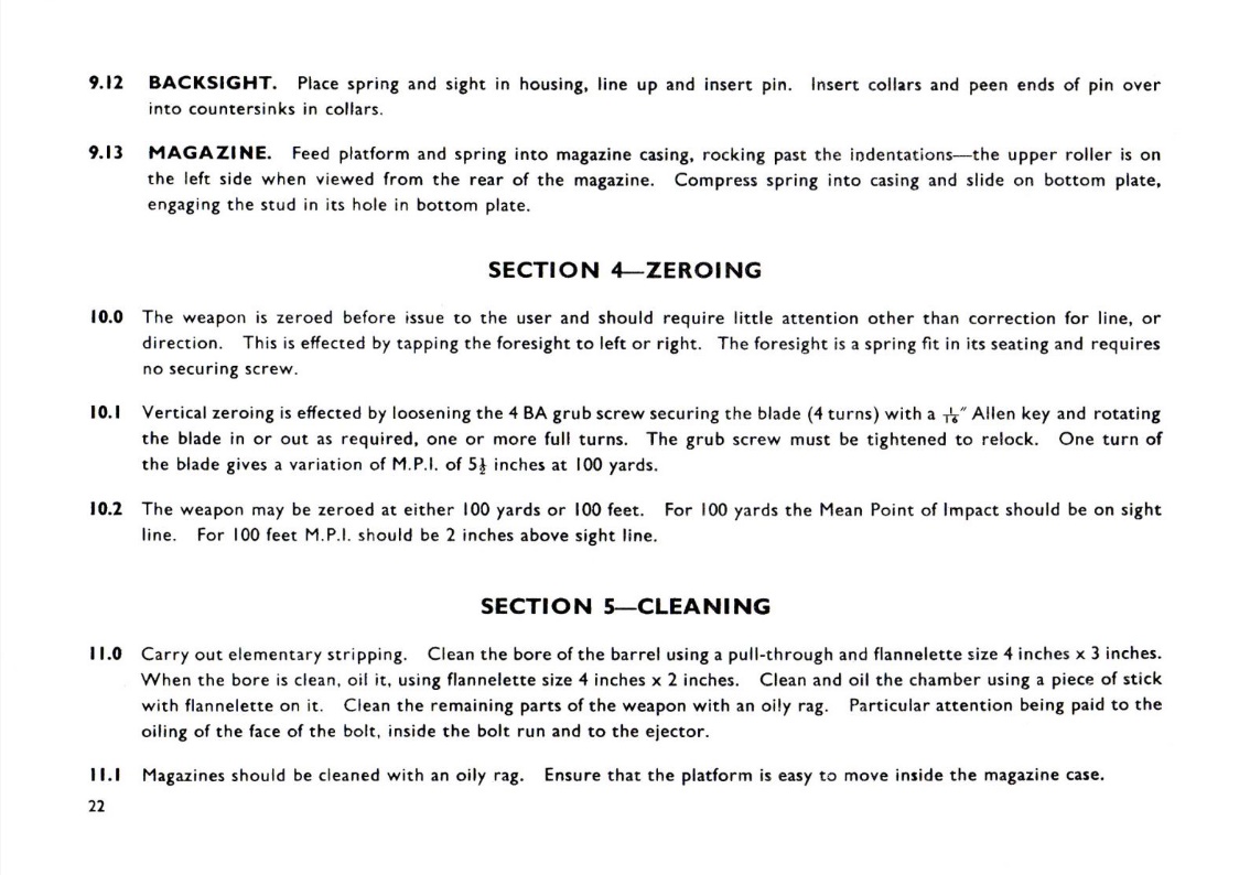 Sterling sub-machine gun user handbook 22
