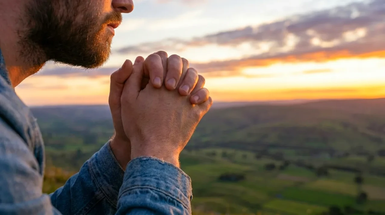 Joven sentado contemplando cielo con calma