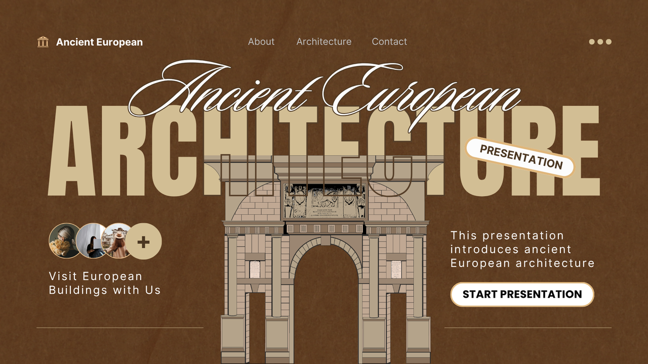 Brown Simple Ancient European Architecture Presentation