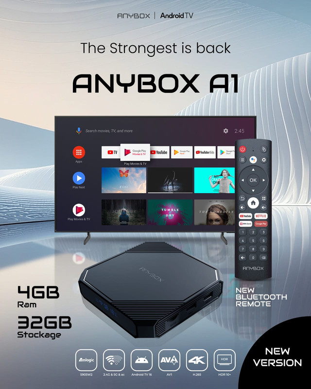 ANYBOX A1 Android TV Box (4Go/32Go) - Android 16